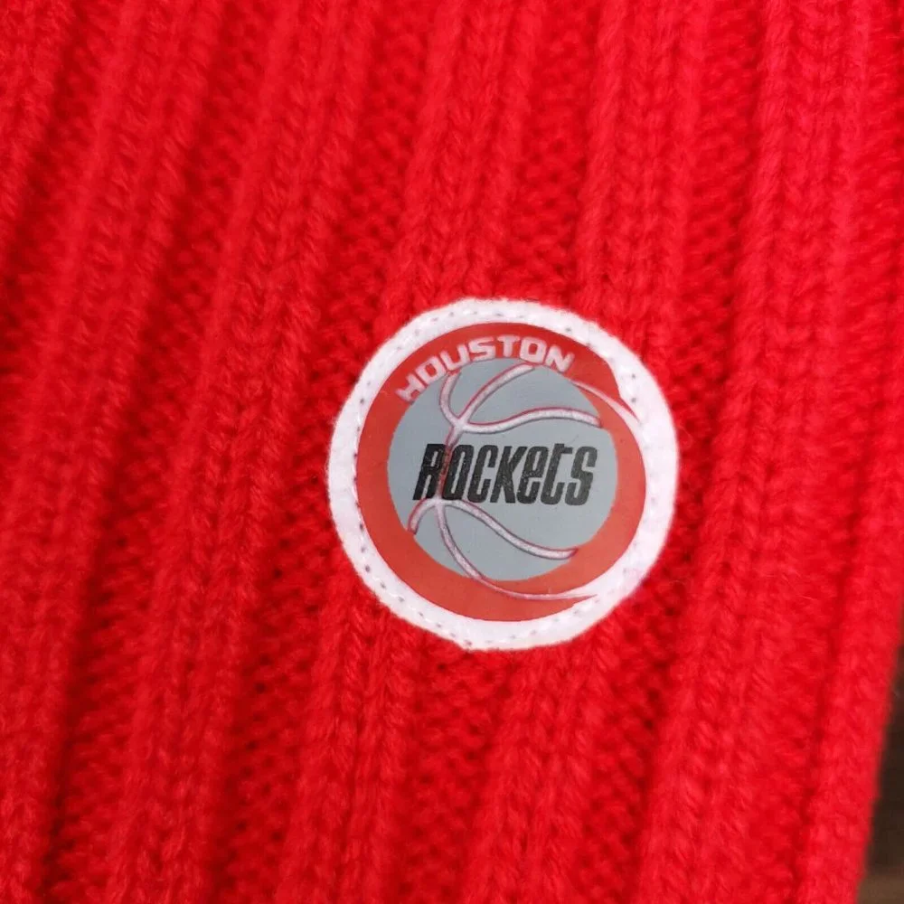 Houston Rockets CLOT Mitchell & Ness‎ NBA Cuff Knit Beanie Cap Pom Red Hat NWT